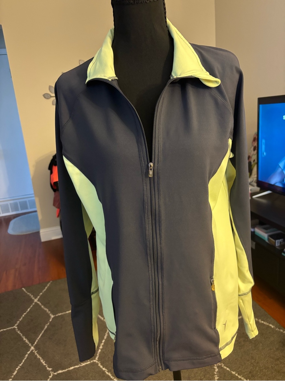 Old Navy Navy and Lime Contrast Zip-Up Utility Jacket